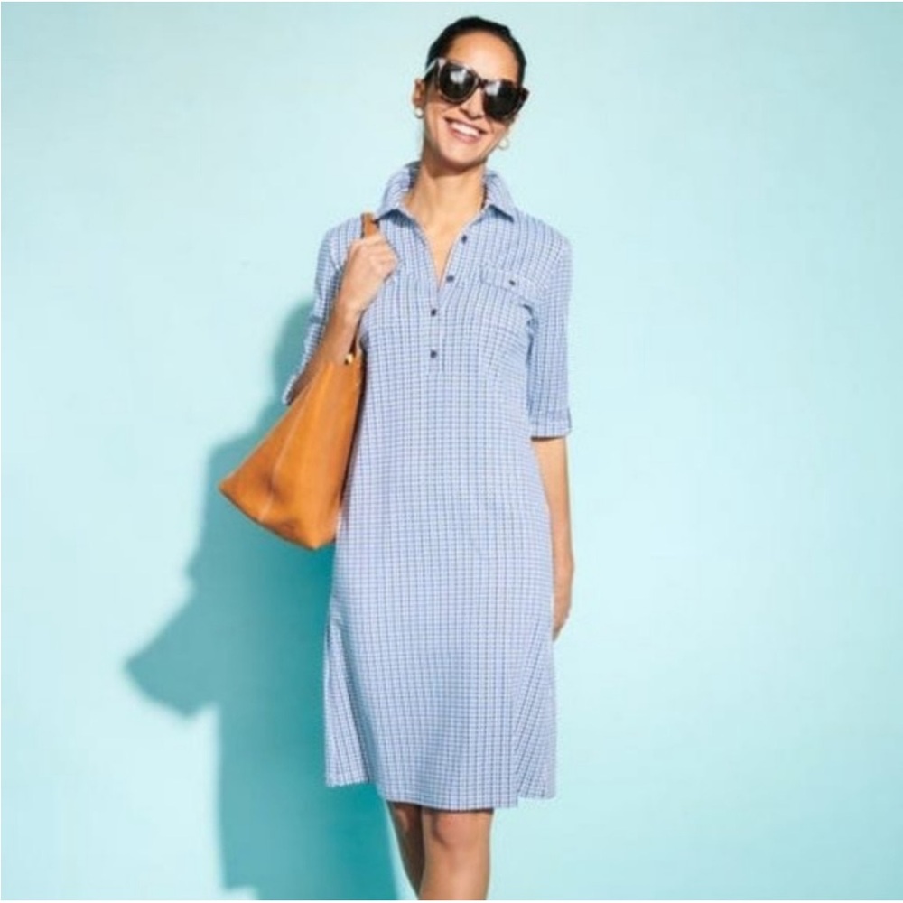 J Mclaughlin Lawrence Tunic Shirt Dress in Navy/Light Blue Shoreline large